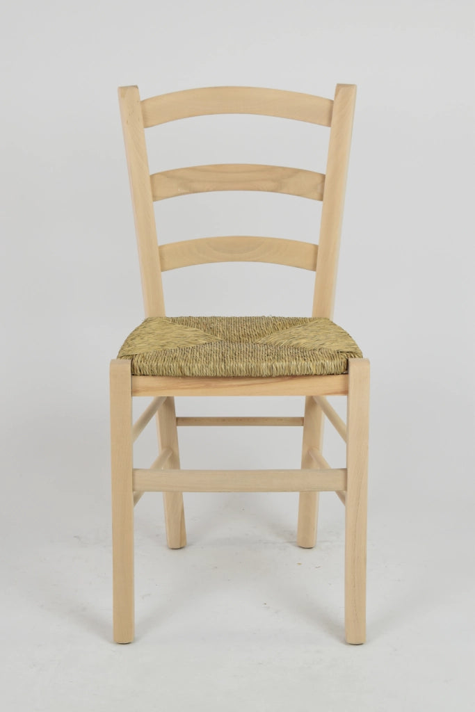 Set 6 sedie Venice Tommychairs, robusta struttura in faggio levigato, non trattato, 100% naturale e seduta in paglia