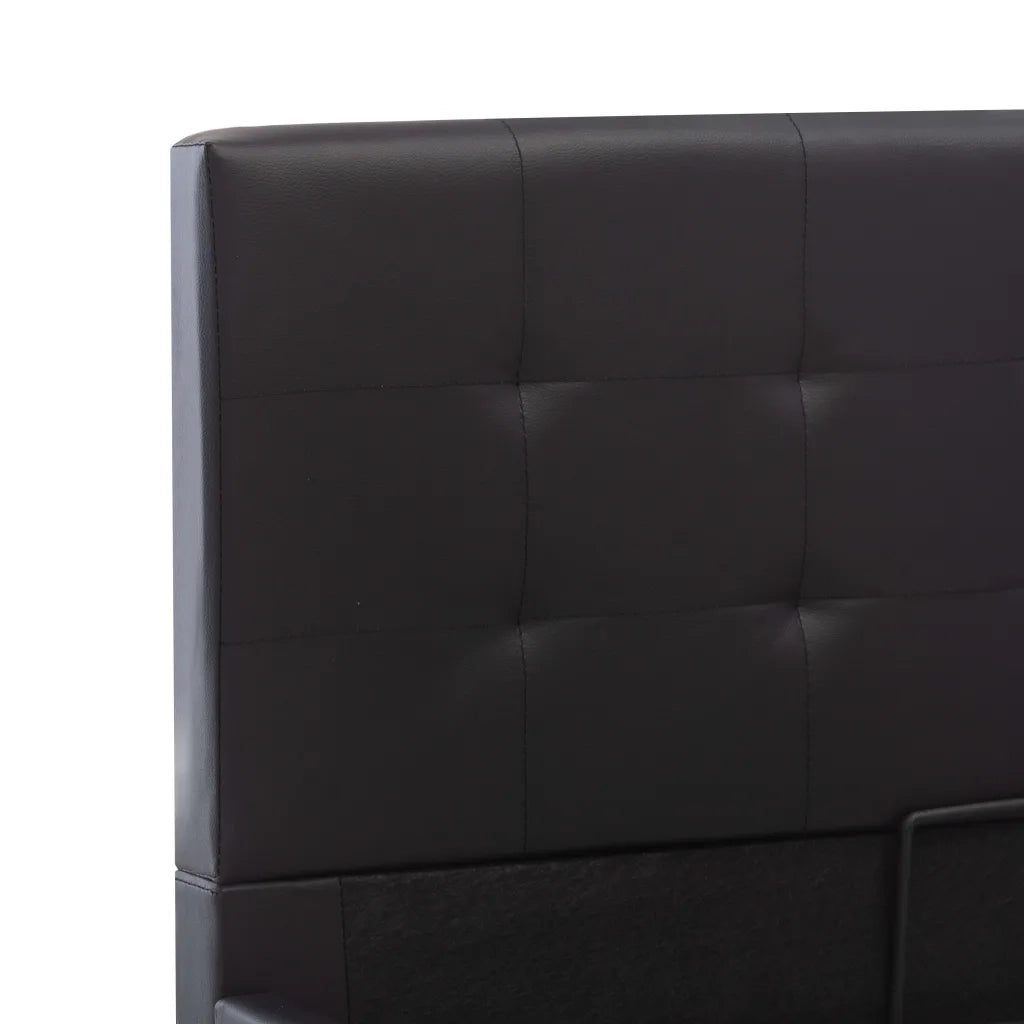 Letto singolo | Letto per adulti | Giroletto con Contenitore Idraulico Nero Similpelle 90x200cm
