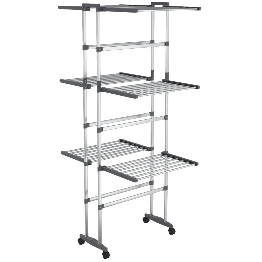 Stendibiancheria a 3 Livelli con Ruote Argento 60x70x129 cm CFW6171812
