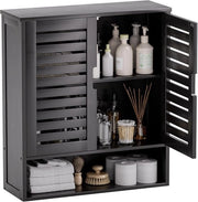 Organizzatore per bagno a parete - organizzatore per bagno in bambù - 1 pezzo - nero