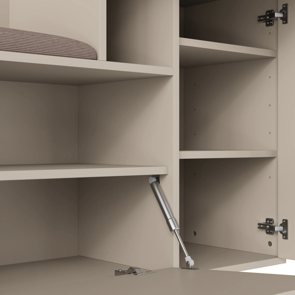Mobile da Ingresso con 1 Anta; 1 Cassetto; Ripiani Regolabili; Specchio e Seduta Imbottita in MDF 110 x 37 x 185.5 cm