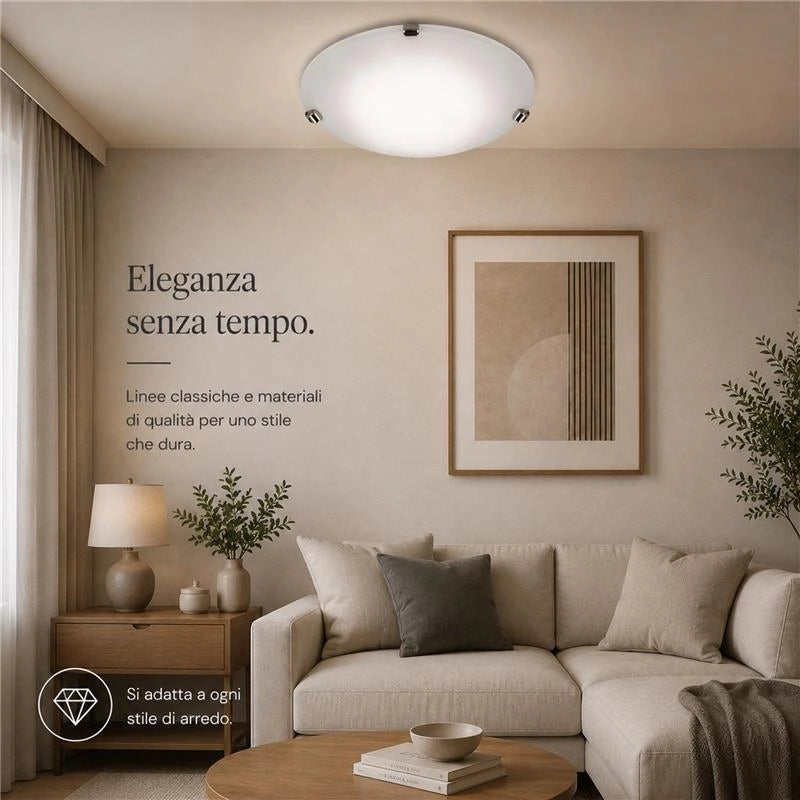 DUNA LAMPADA PLAFONIERA DA SOFFITTO E27 1 LUCE 30CM BIANCA