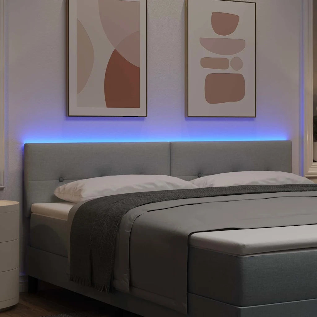 Testiera | Testata LED con strisce LED Grigio chiaro 180 cm Tessuto