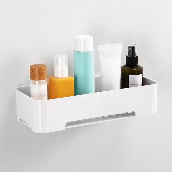 Cassetta doccia autoadesiva - Contenitore shampoo bianco - 1 pezzo - Plastica