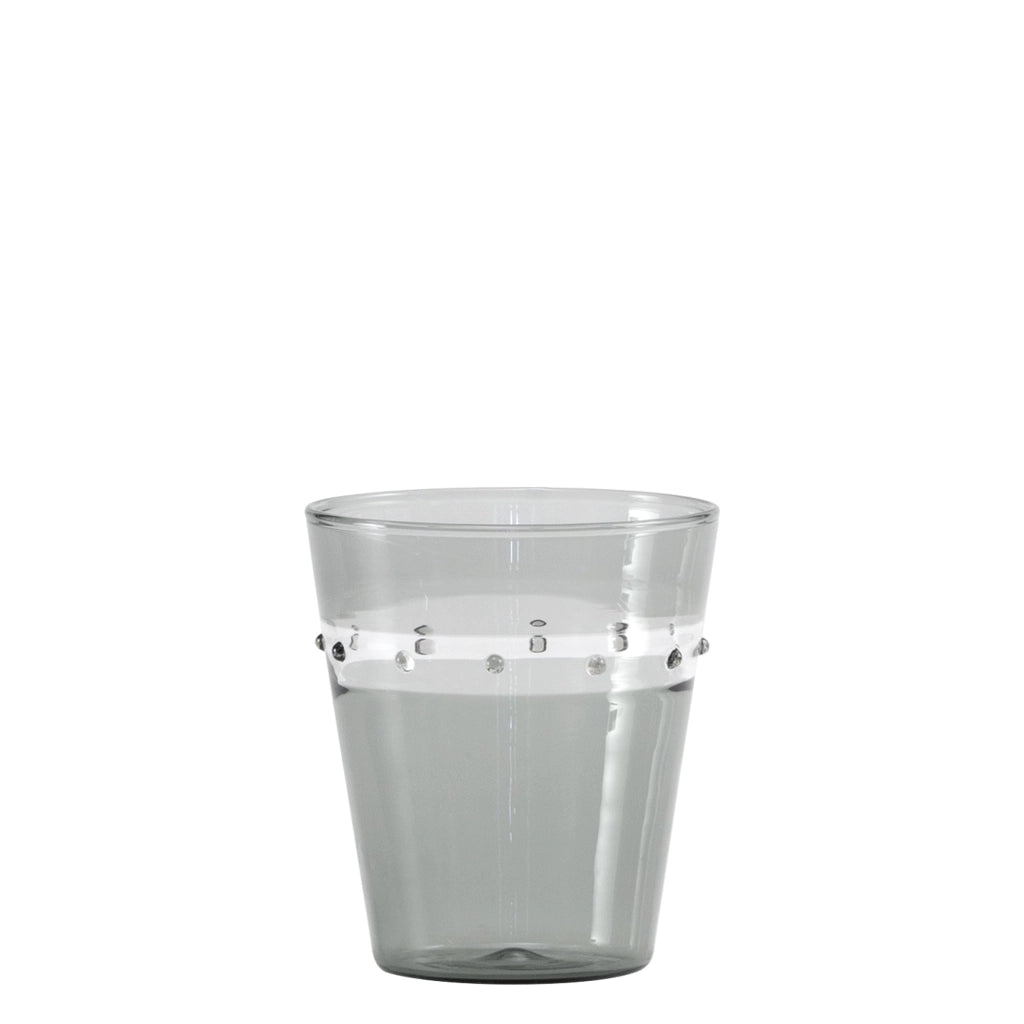 Zafferano Bicchiere A Pallini Tumbler in vetro borosilicato soffiato a mano set da 4 pezzi colore Grigio per un'estetica tavola di alta qualità