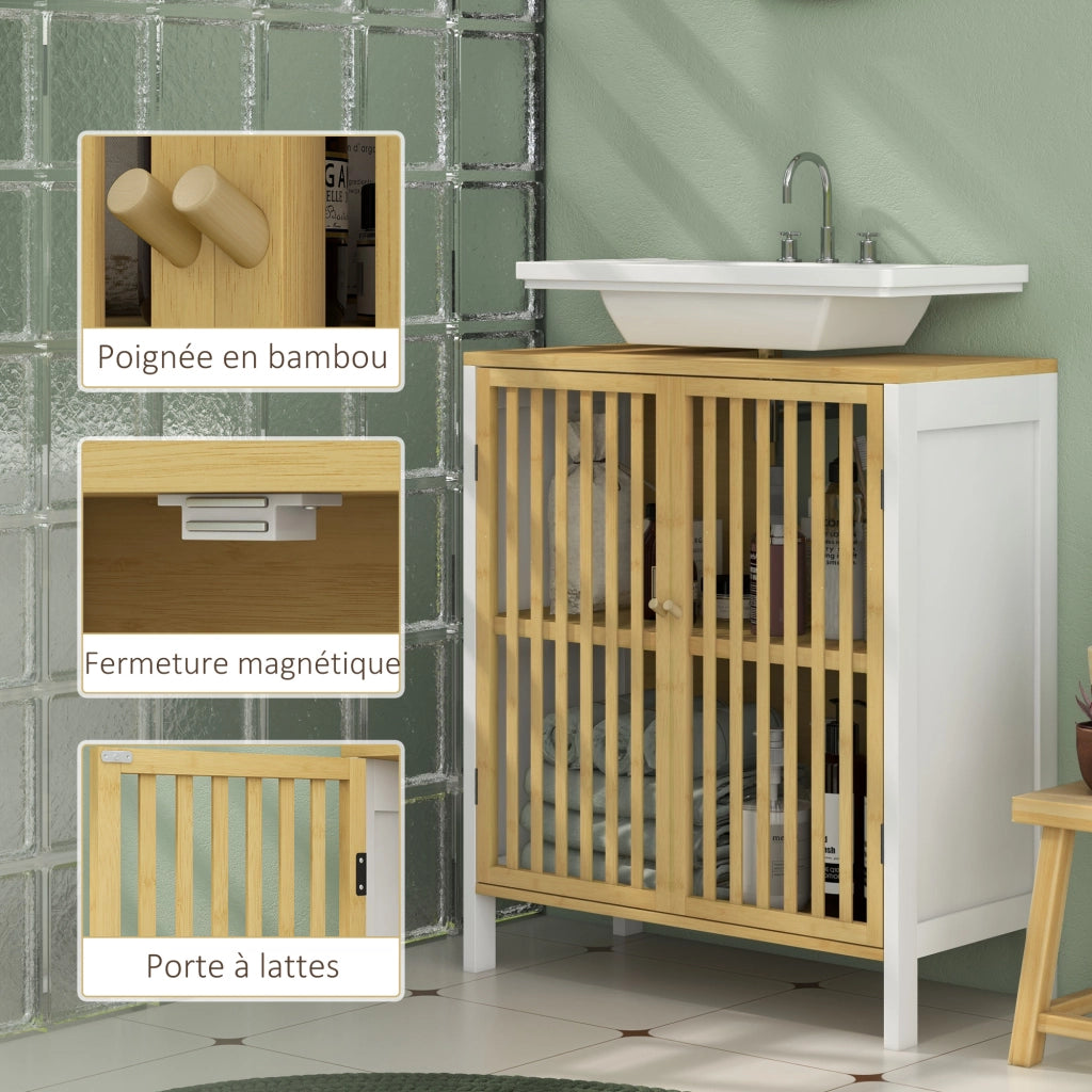 Mobile sottolavabo con ante e ripiano regolabile ¨C Xylo ¨C Bamb¨´ e MDF 60x30x70 cm