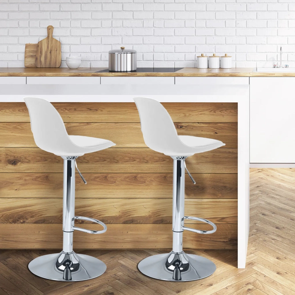 IDMarket - Set di 2 sgabelli da bar design bianchi KARL