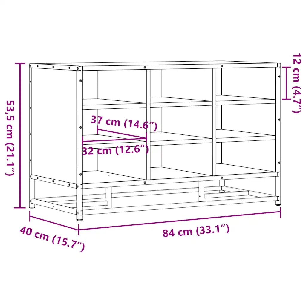 Scarpiera-Scaffale per scarpe Rovere Marrone 84x40x53,5 cm Truciolato e Metallo