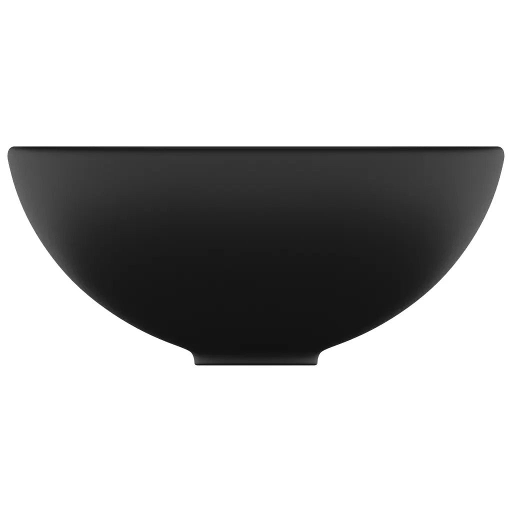 Lavandino Lusso Rotondo Nero Opaco 32,5x14 cm in Ceramica 146975