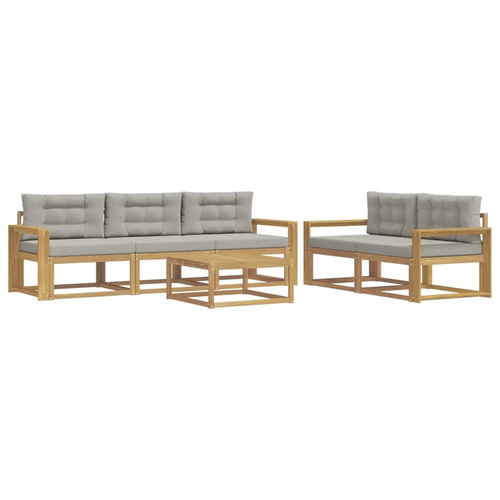 Set di divani da esterno 6 pz Bianco e Grigio Chiaro 3386065
