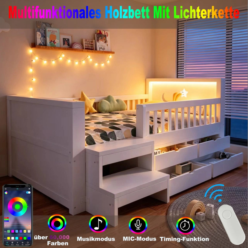 letto per bambini legno bianco 90 x 200 cm