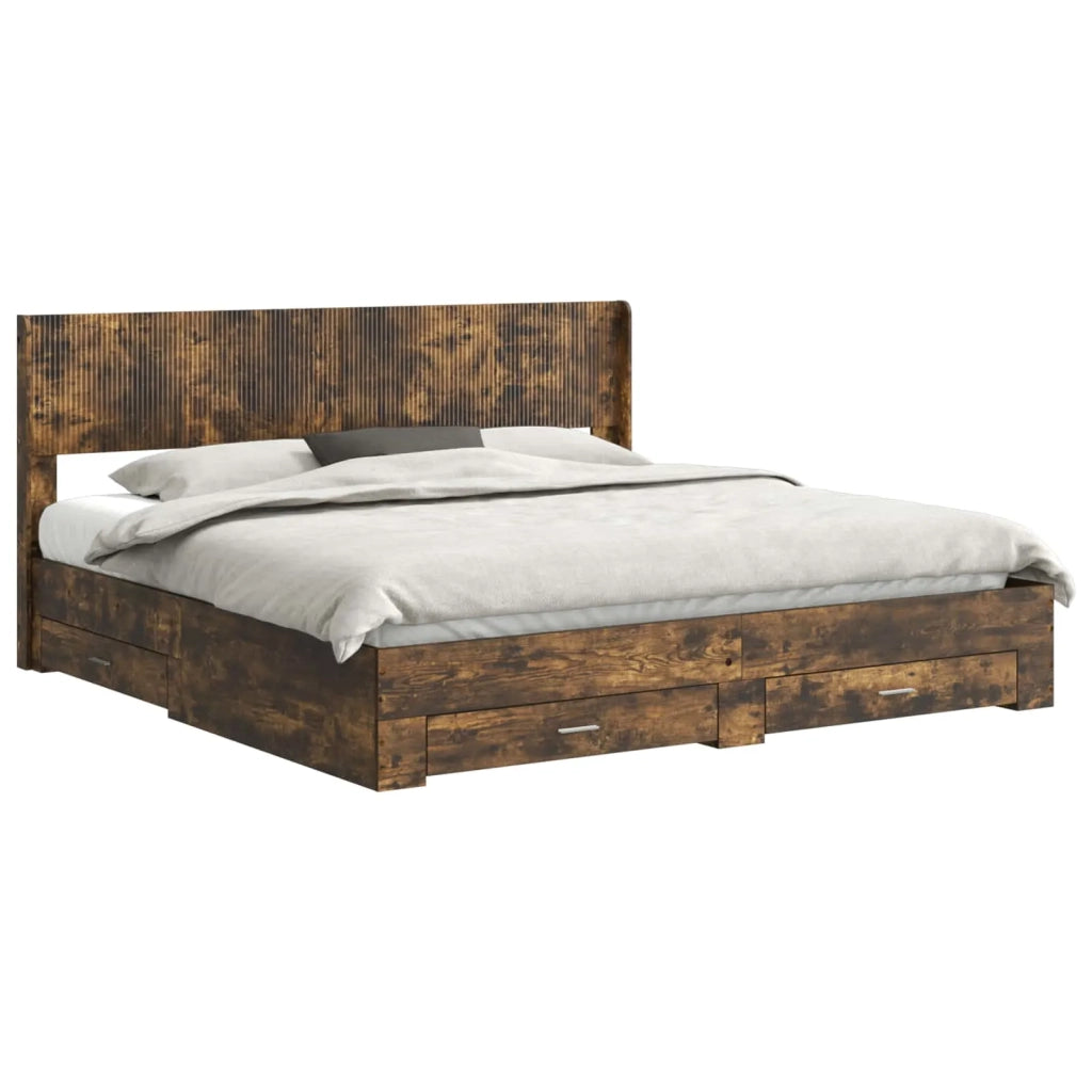 Struttura del letto con stoccaggio e testata Rovere Fumo 3414435