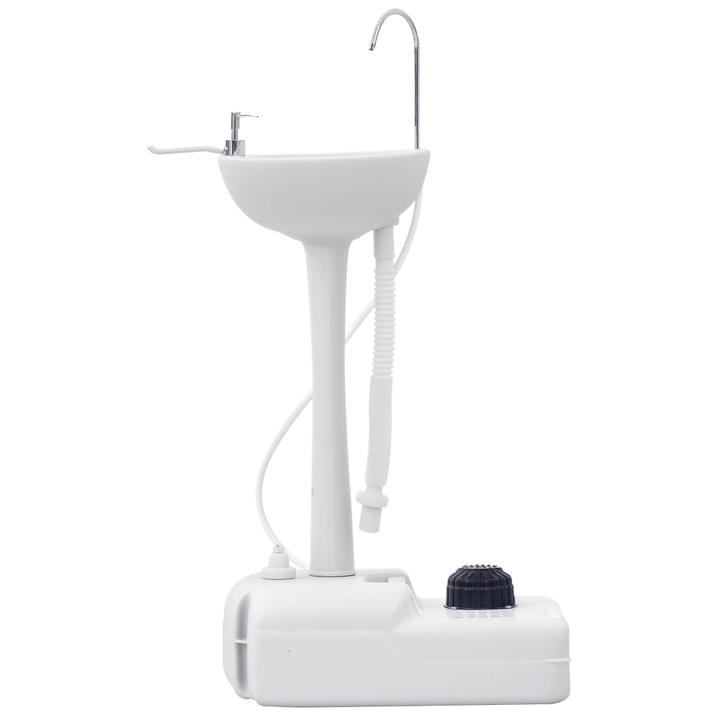 Lavabo Portatile da Campeggio con 2 Ruote, Serbatoio Acqua 17L e Serbatoio Sapone 2.5L, 51x33.5x103cm