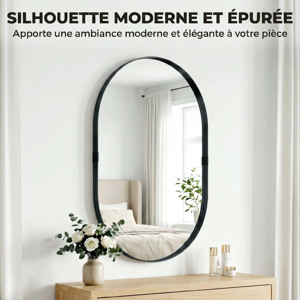 Specchio da parete ¨C zephmum ¨C nero, cornice alluminio, 60x90 cm