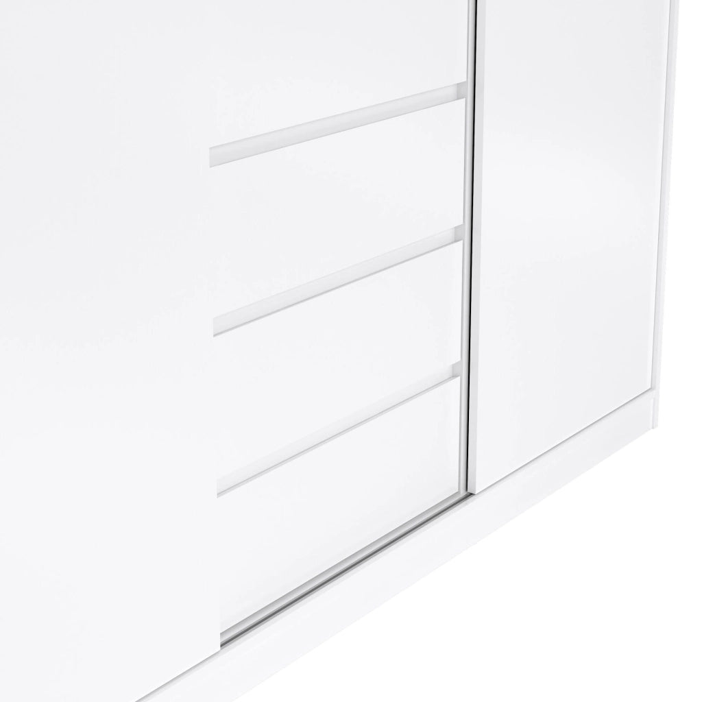 Guardaroba 3 ante Mathieu, Mobile camera da letto, Cabina armadio portabiti, Armadio appendiabiti, 177x60 h200 cm, Bianco lucido