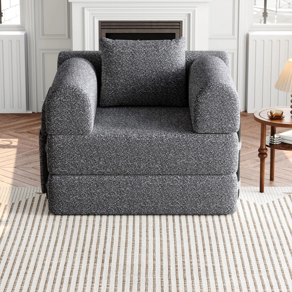 Divano Letto 2 in 1 con Vano Contenitore ¨C MINIMAL ¨C Tessuto Chenille, Struttura Metallo