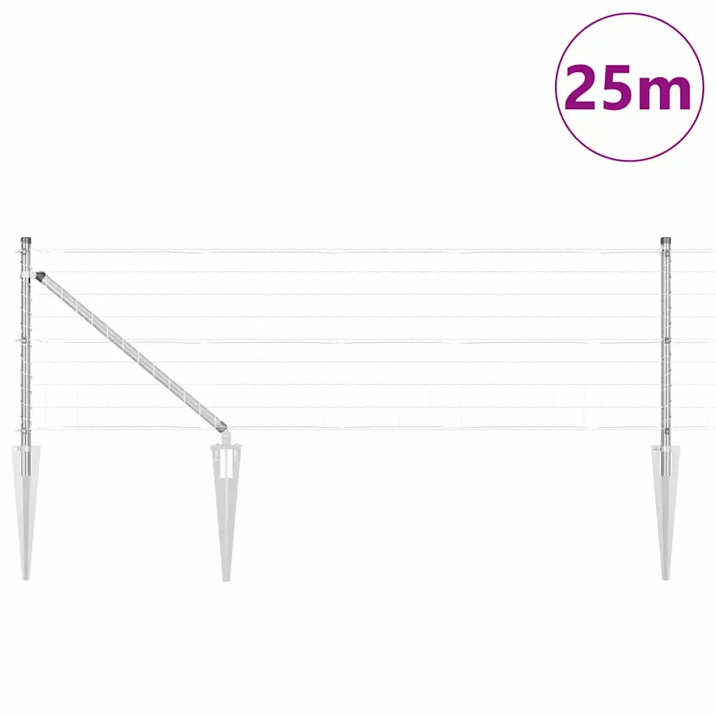 Recinzione da Giardino | Recinzione con Posto Argento 0,6 x 25 m Acciaio