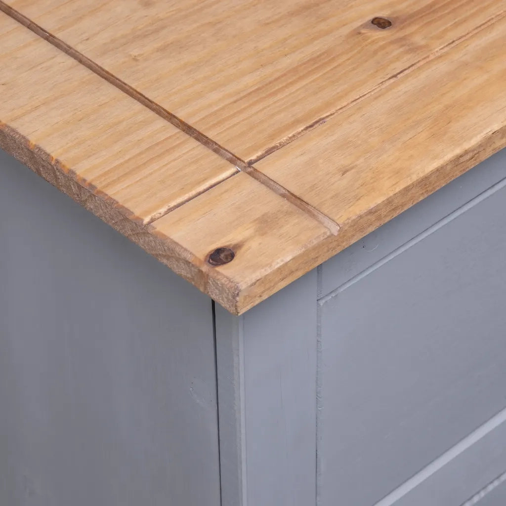 Credenza-Buffet-Armadio da cucina Grigia 93x40x80 cm in Legno Massello di Pino Panama