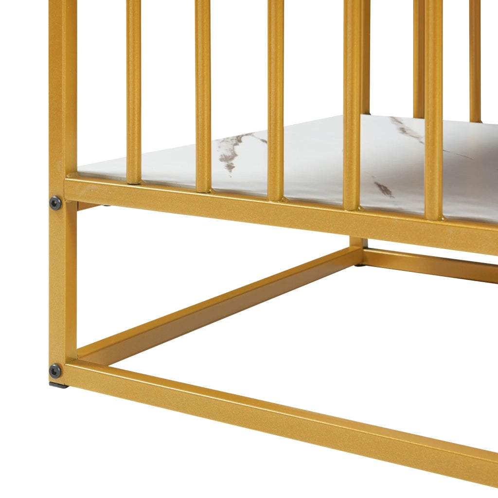 Tavolino/consolle 120 x 60 x 42 cm effetto marmo bianco e oro 03_0010836