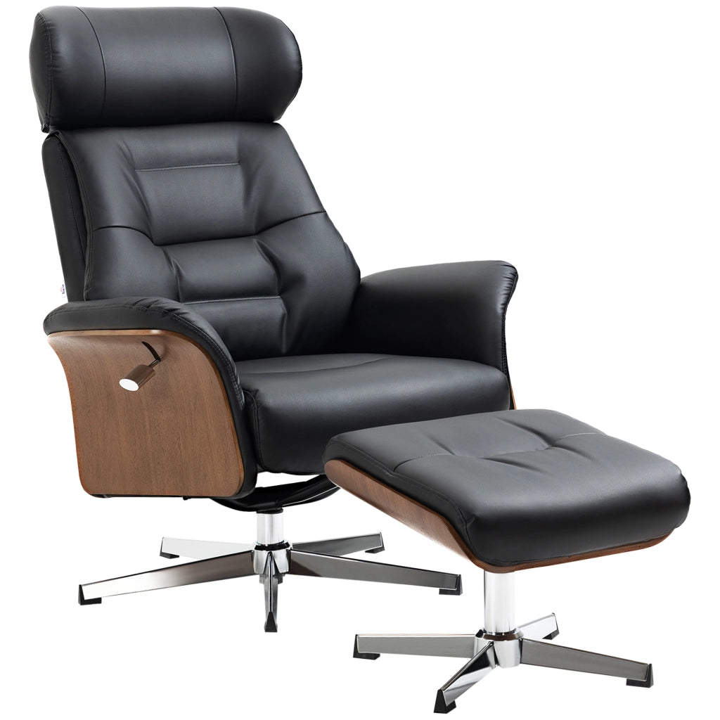 Poltrona Relax Reclinabile con Poggiapiedi ¨C Minimal ¨C Nero 80x84x108cm