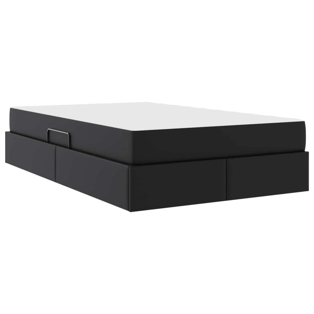 Letto con contenitore e materasso 2 pcs Nero Pelle