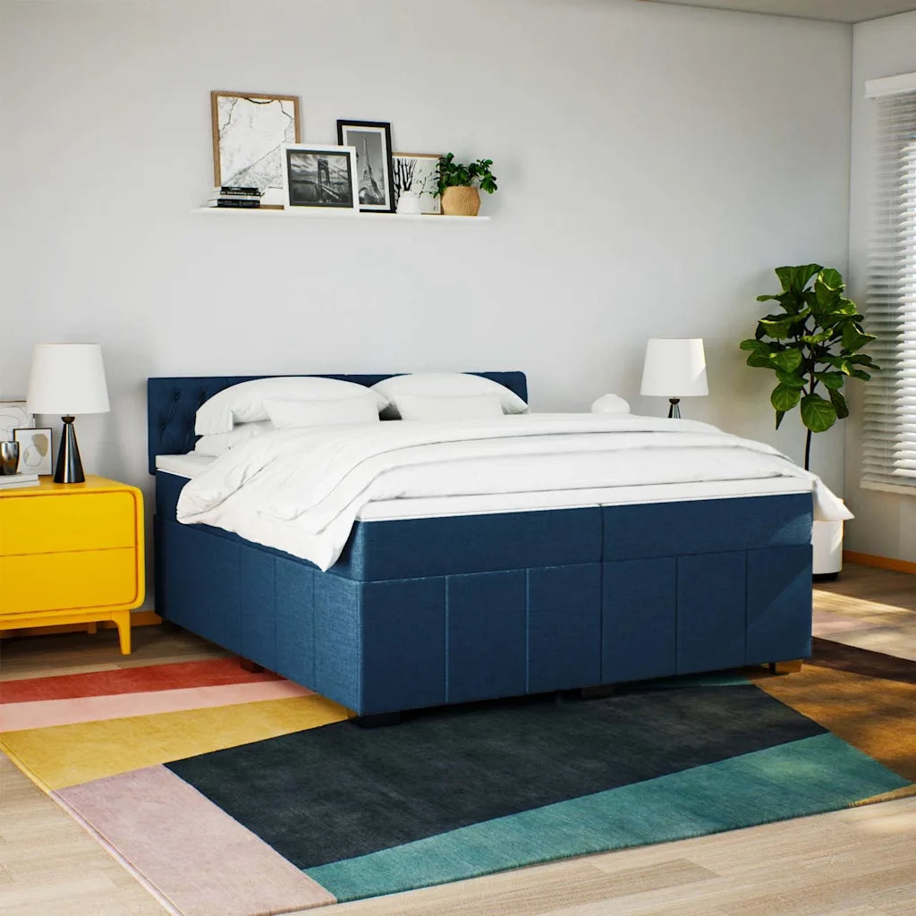Giroletto a Molle con Materasso Blu 200x200 cm in Tessuto 3287188