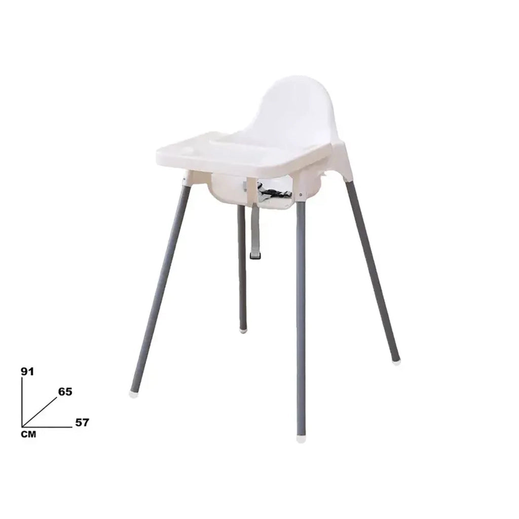 Seggiolone Pappa Easy 91x65x57 cm con Vassoio e Cinture di Sicurezza Bianco