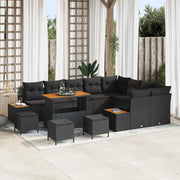 Set Divano da Giardino 13 pcs Nero polyrattan