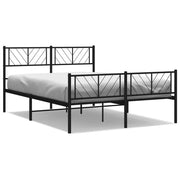 Letto matrimoniale | Letto per adulti | Giroletto con Testiera e Pediera Metallo Nero 140x200 cm