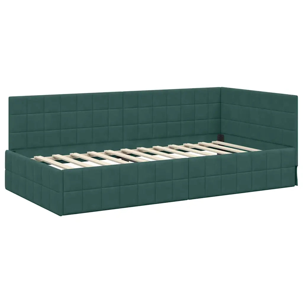 Struttura Letto Angolare con Materasso 2 pcs Verde Velluto 3393930