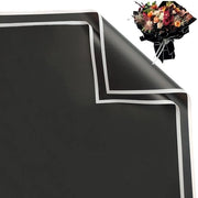 Pacco da fiori impermeabile - Nera e bianca bordura - Fiori - 58 x 58 cm - Carta da garza - Confezione per bouquet