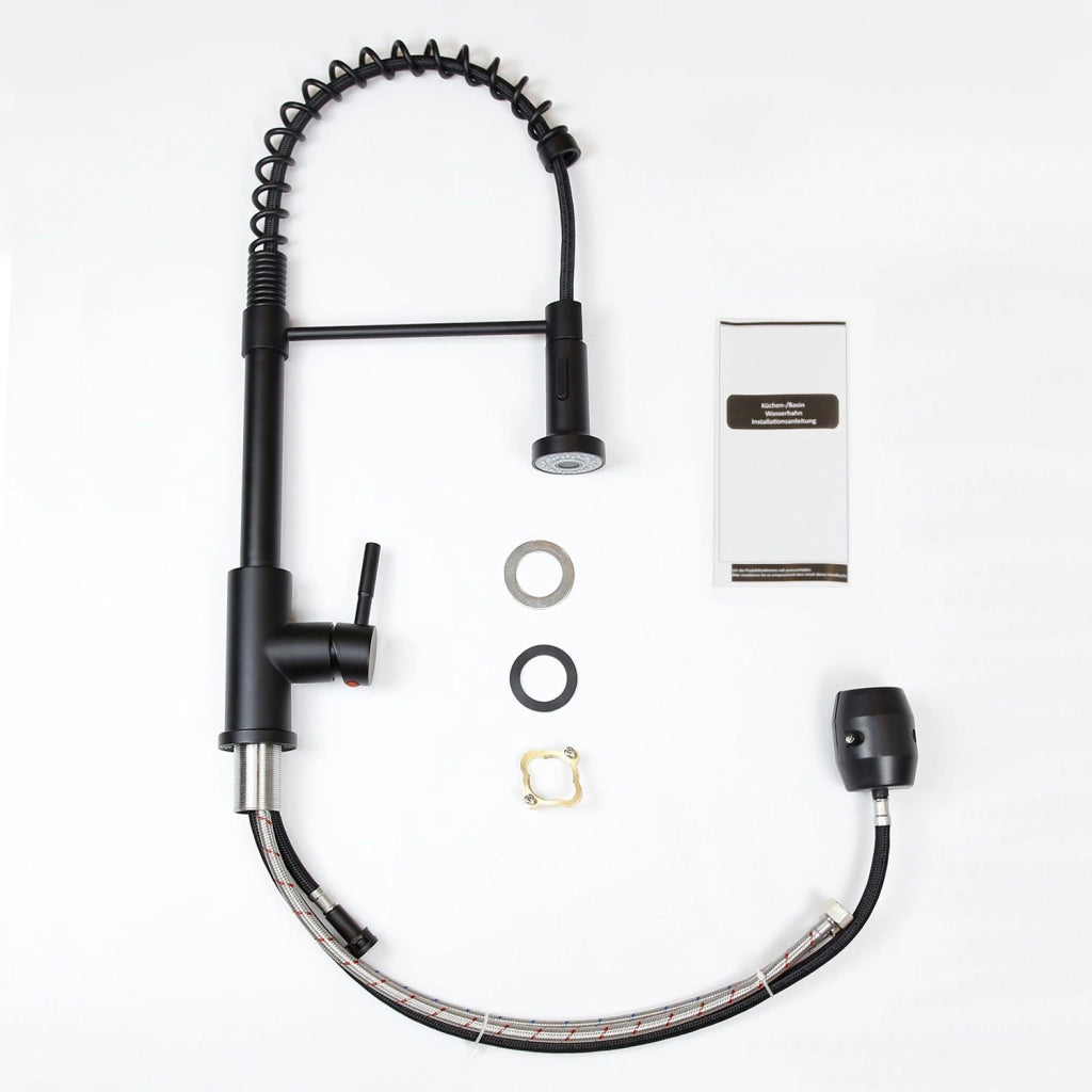 ZMH Miscelatore nero con doccia estraibile e design arcuato