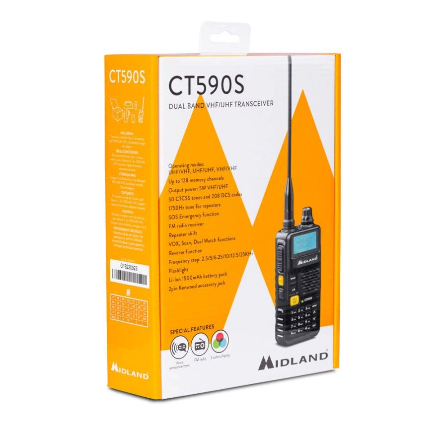 Midland CT590 S Radio Amatoriale Dual Band VHF/UHF 5W 128 Canali VOX FM