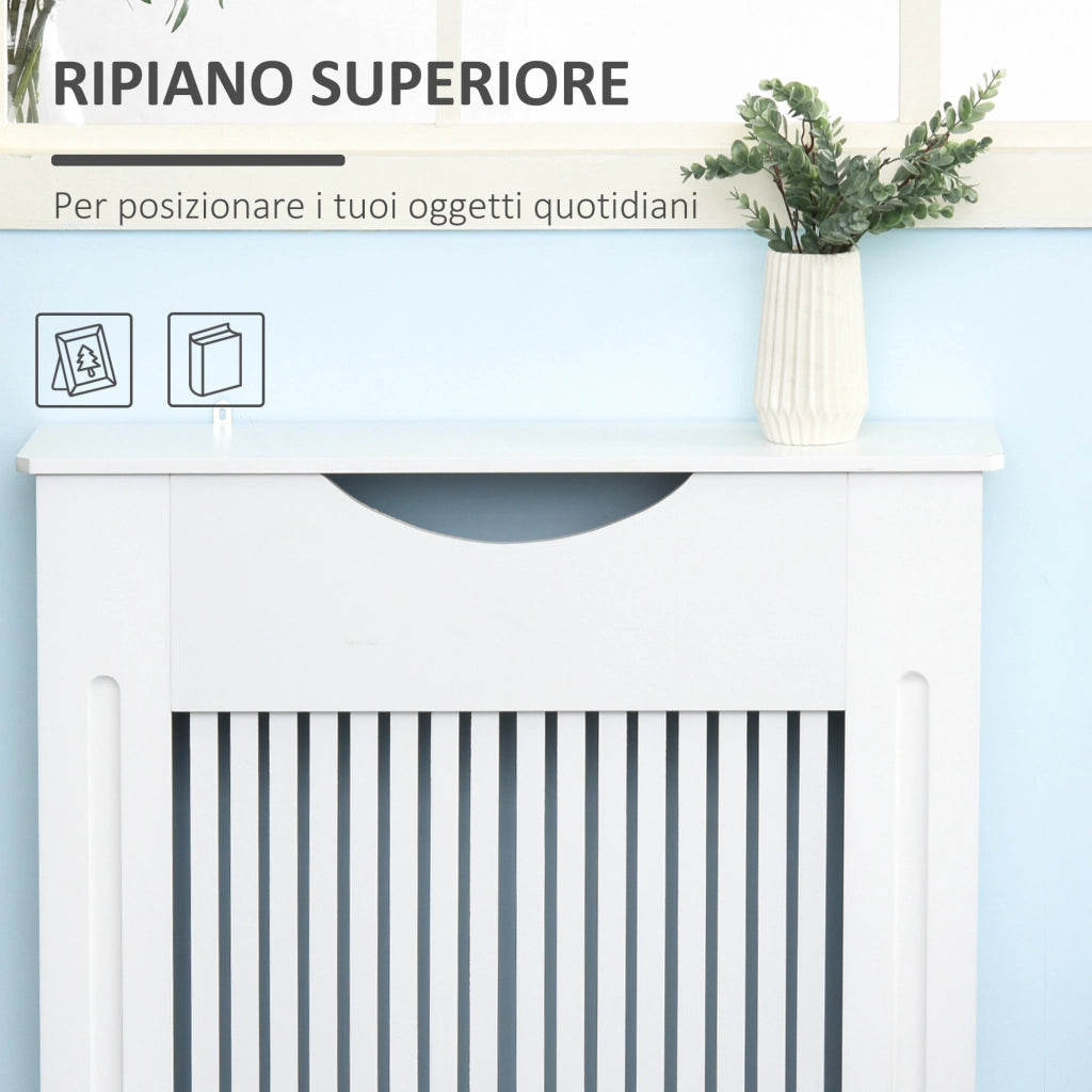 Copritermosifone Bianco in MDF con Piano ¨C zephmum ¨C 78x19x82 cm