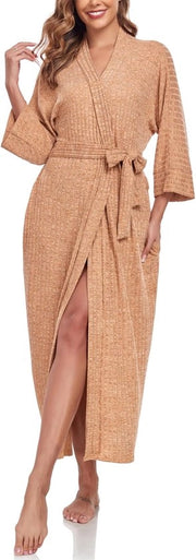 Kimono per donna leggero, spesso, lungo, sauna, bagno, casa, abbigliamento per casa giallo dimensione XL