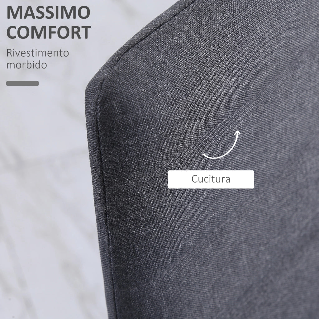 Set 4 Sedie Imbottite da Pranzo ¨C Zephmum ¨C Grigio Tessuto Metallo