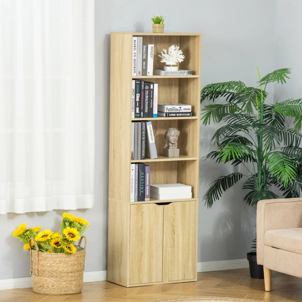 Libreria con ante e scaffali aperti ¨C Minimal ¨C 59x29x180 cm Legno naturale