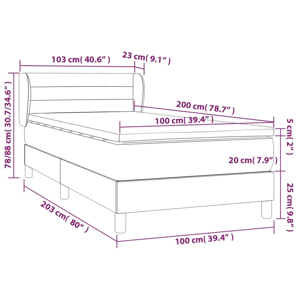 Giroletto a Molle con Materasso Tortora 100x200 cm in Tessuto