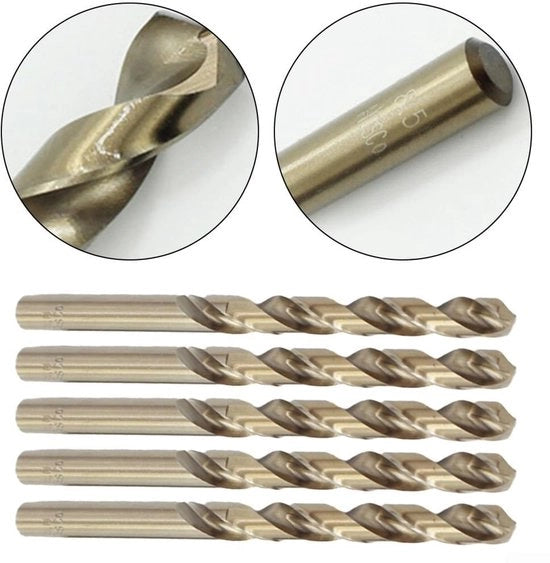 Set di punte di perforazione Kobalt - 5 pezzi - Acciaio ultra-dura ad alta velocità - Per acciaio inossidabile lavorato - Duraturo e resistente - Disegno a punta divisa - Kit di punte di perforazione