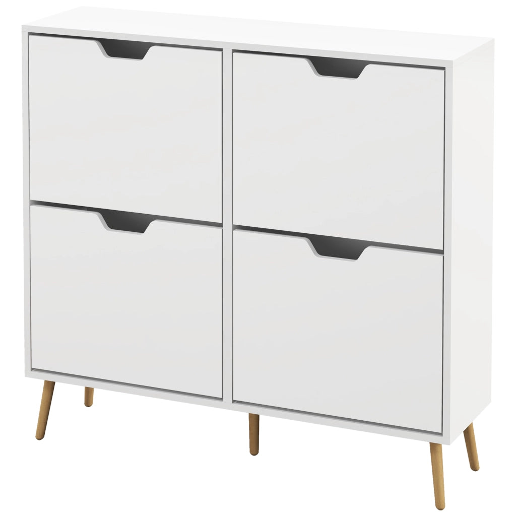 Scarpiera Slim con 4 Ante Abatibili ¨C Xylo ¨C Legno Bianco 95x26x95cm 16 Paia