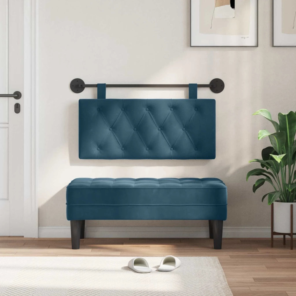 Testiera | Testata sospesa Con luce LED Blu Velluto