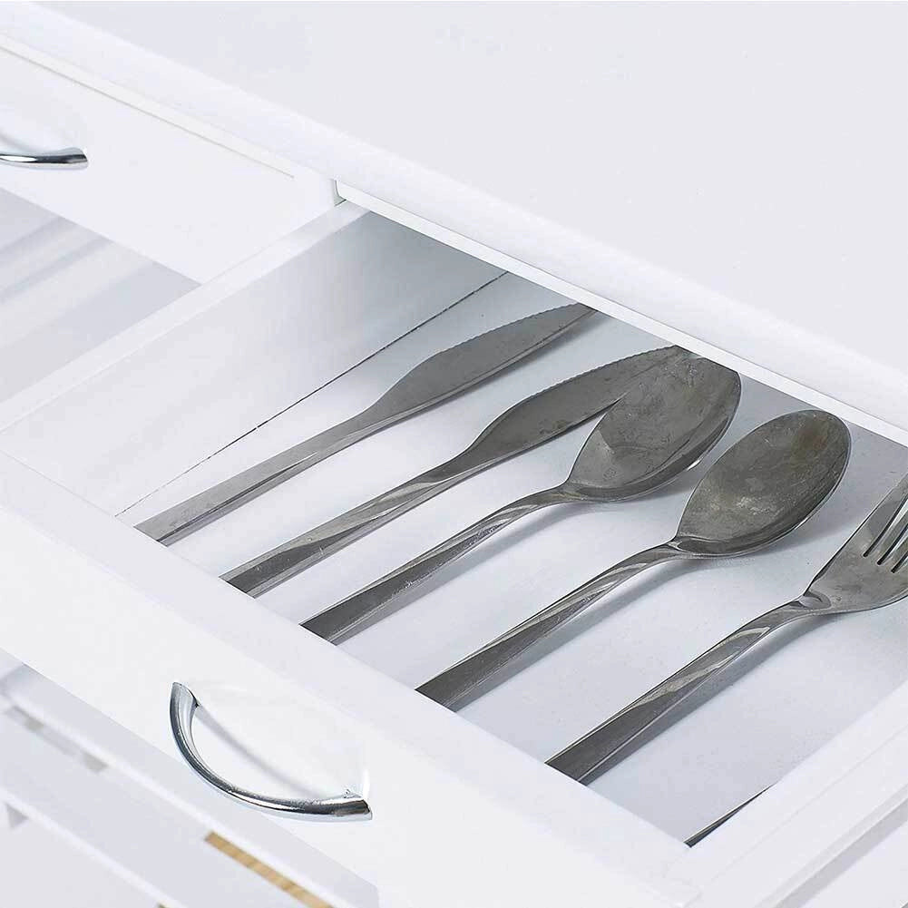 Carrello Cucina Legno con Cassetti Portabottiglie Mensole e Cestelli Portafrutta Bianco