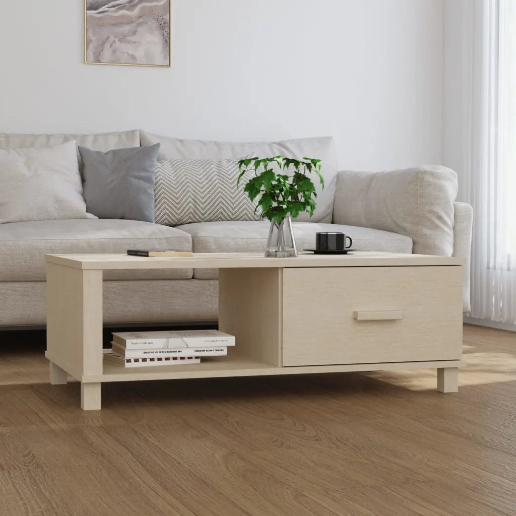 Tavolino HAMAR ambra 100x55x35 cm in Legno Massello di Pino 340452