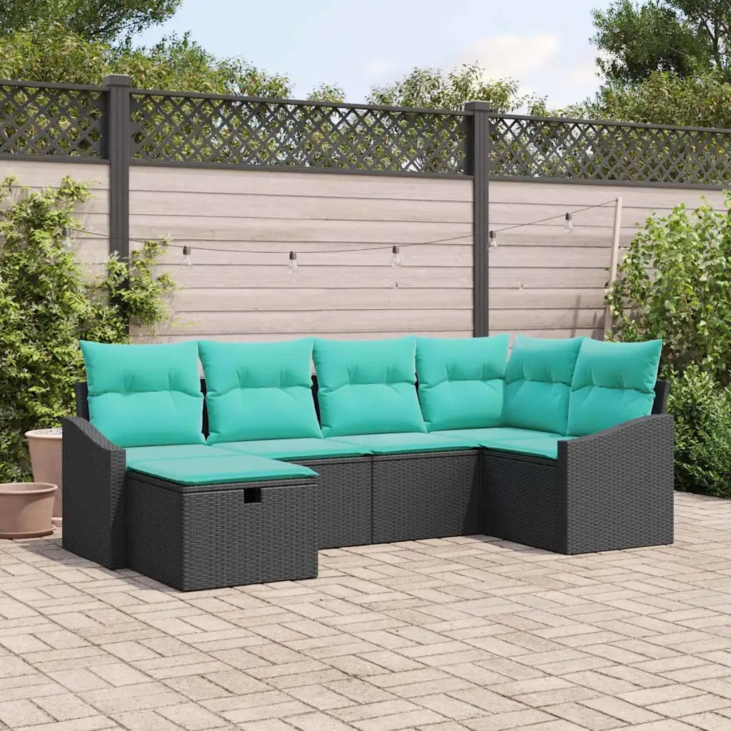 Set di divani con cuscino 6 pcs Nero polyrattan 3359285