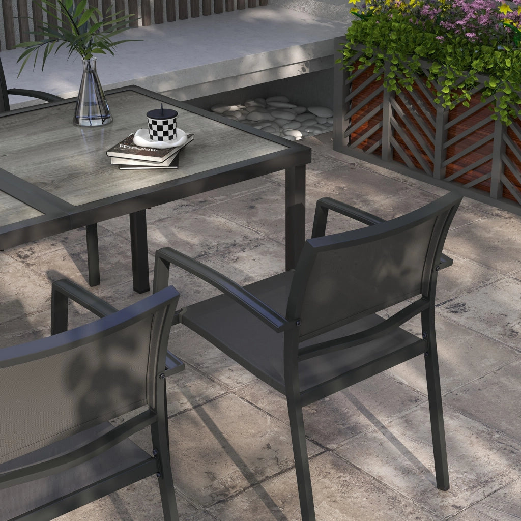 Set tavolo da pranzo con 4 sedie per giardino esterno ¨C Xylo ¨C grigio, 150x87x72 cm