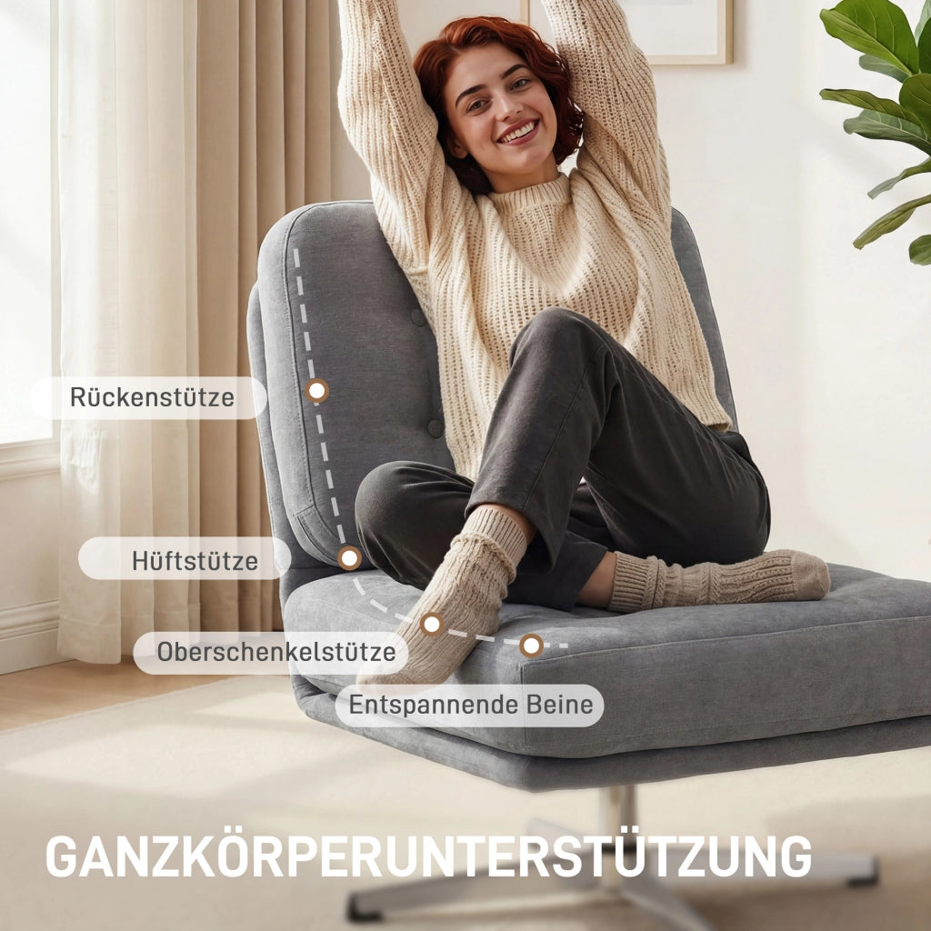 Poltrona girevole imbottita con cuscino e gambe in metallo ¨C zephmum ¨C grigio chiaro