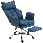 Sedia da Ufficio con Poggiapiedi Schienale Reclinabile Alto Imbottita Similpelle Blu ¨C Xylo