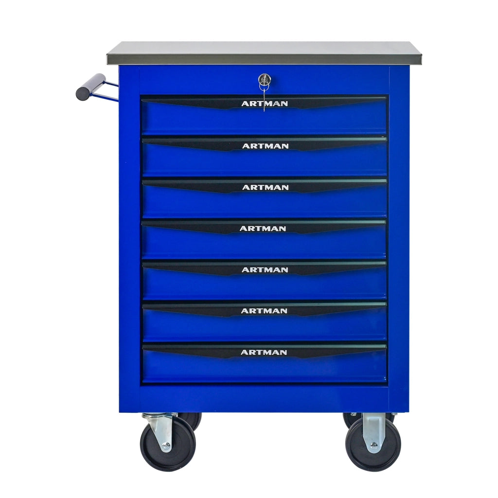 Carrello da officina multifunzionale a 7 cassetti con ruote, porta attrezzi su rulli metallici, per garage, officina, magazzino e centro riparazioni ¨C