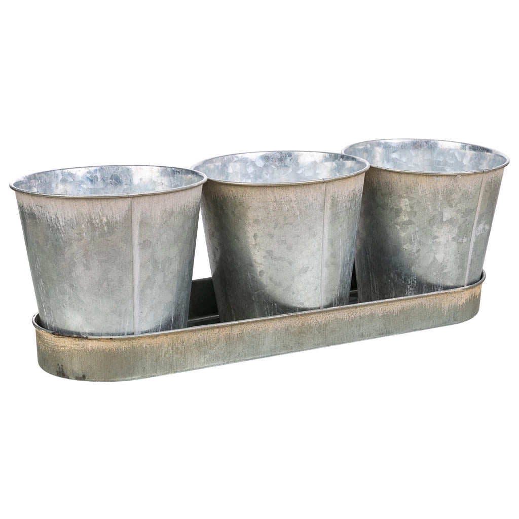 3 cubi e vassoio in metallo bianco