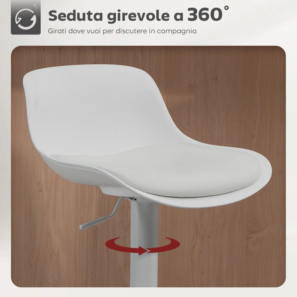 Sgabello da Bar con Schienale e Seduta Girevole ¨C zephmum ¨C Bianco in Pelle PU